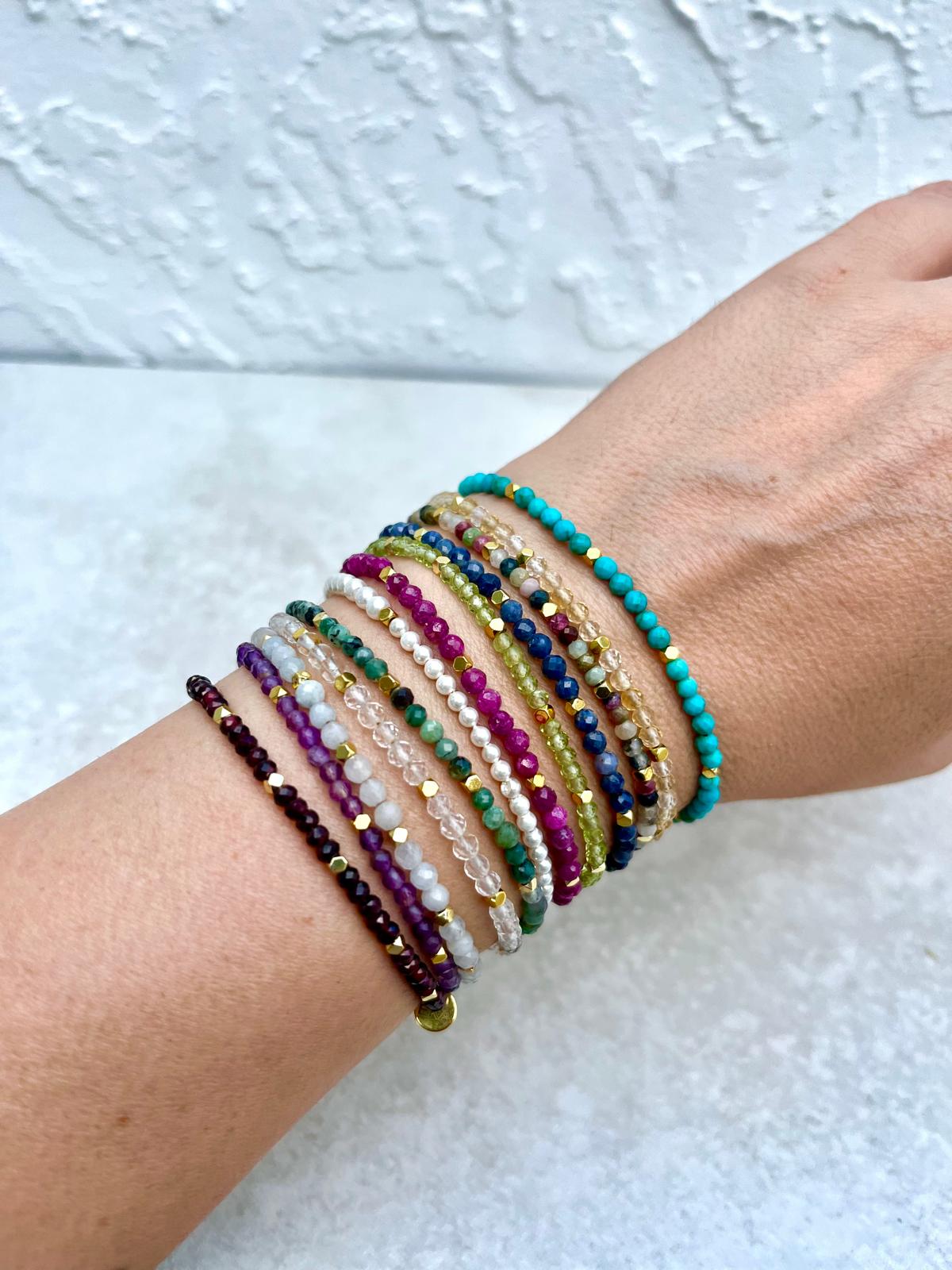 April Birthstone Eka Clear Quartz and Herkimer Diamonds Bracelet