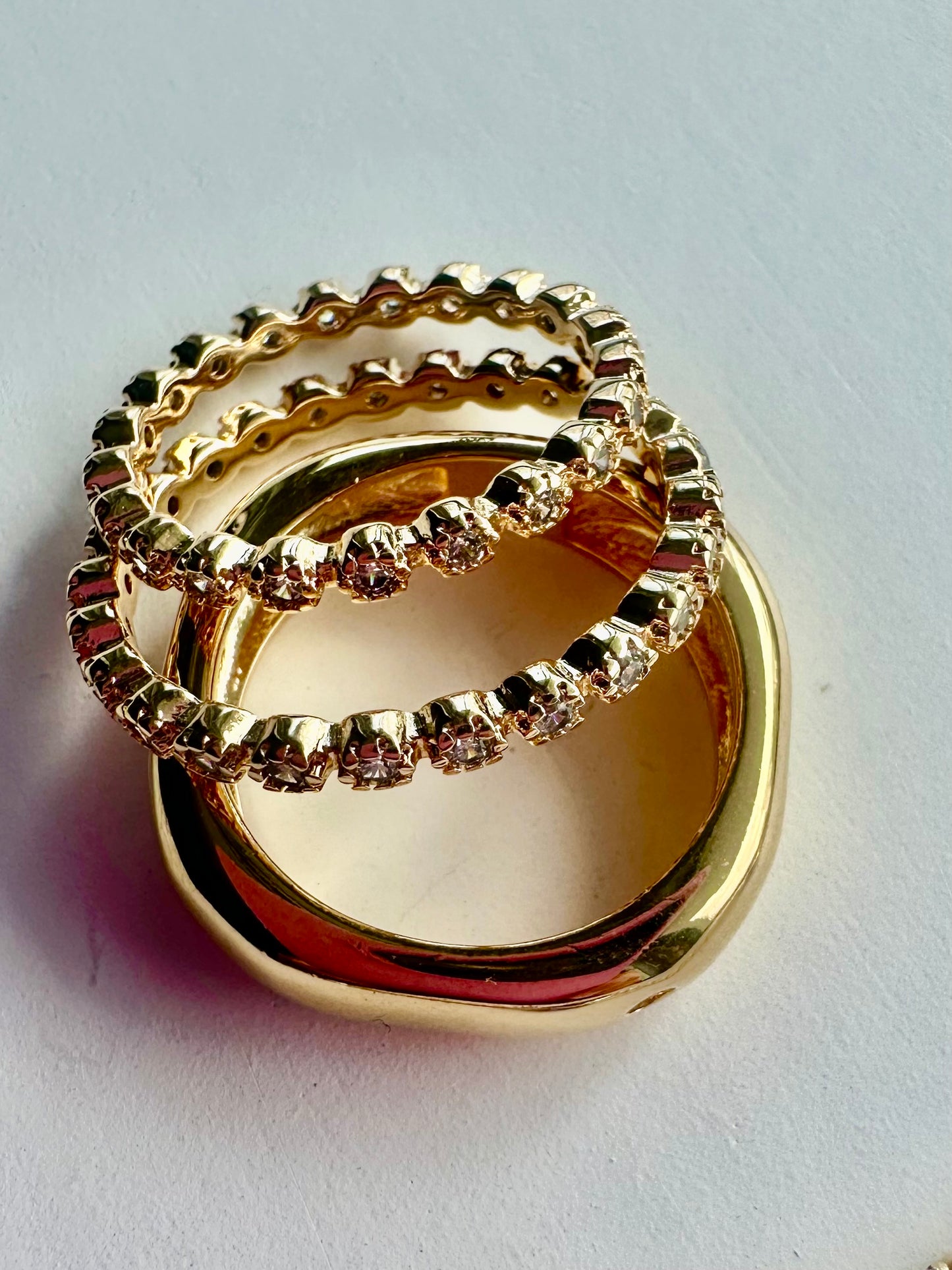 Modern Square Gold-Filled Ring with CZ Accent
