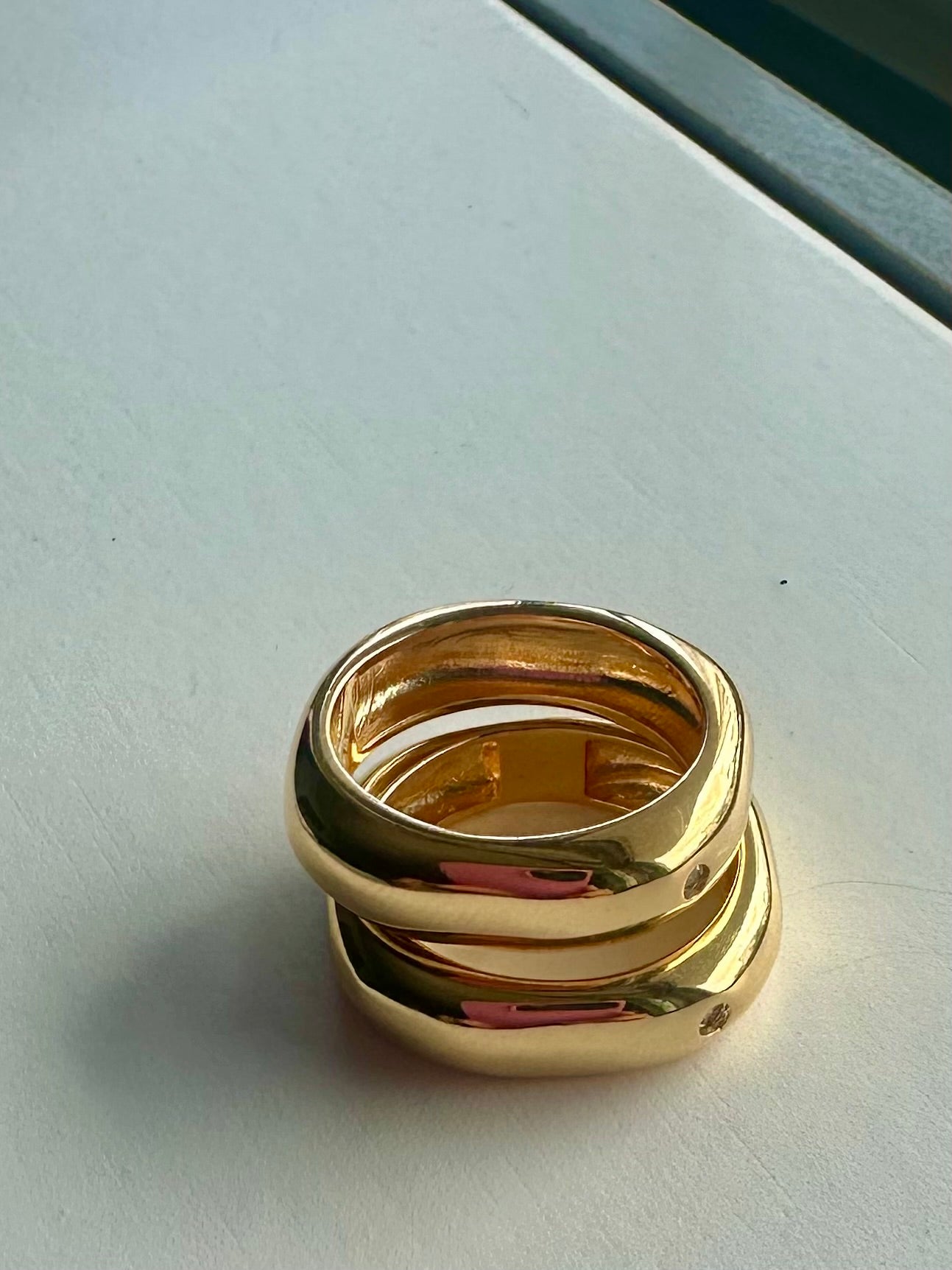 Modern Square Gold-Filled Ring with CZ Accent