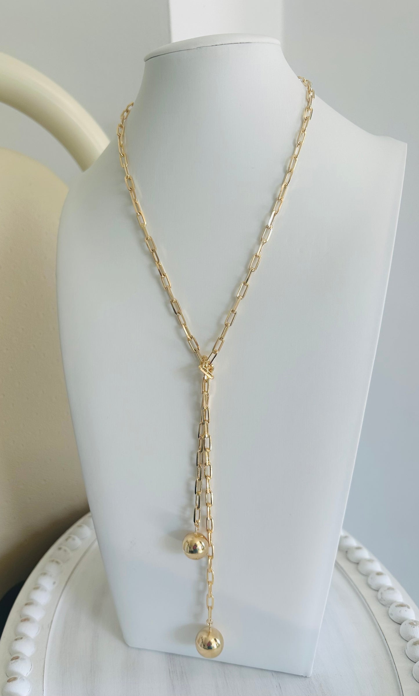 Gold-filled Lariat Necklace  With Spheres